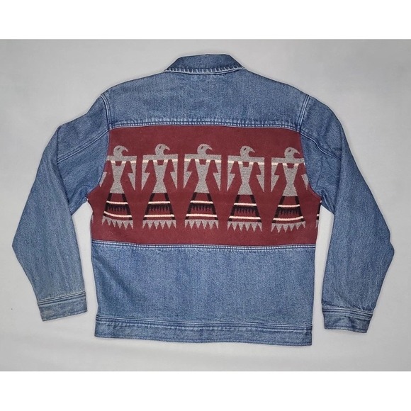 Pendleton Other - Vintage Pendleton High Grade Western Wear Denim Jacket Wool Thunderbird Aztec M